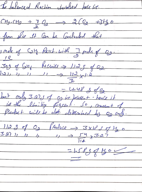 he balanced Rection towelled bebes ملتوجيه+طوط from this It can be concluded that I mole of Coll Reich, bith I mole of Og. le