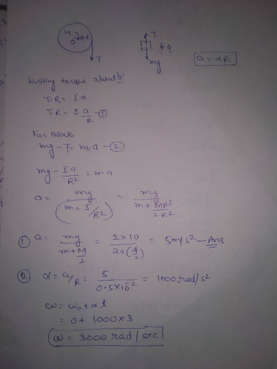 aR about al ch hellting torque TR= da TR= I a For Block ng-T= ma- my.rama ng - 19 R2 mt I mt MP2 2 R2 d = m+M 2x 10 = = = Soy