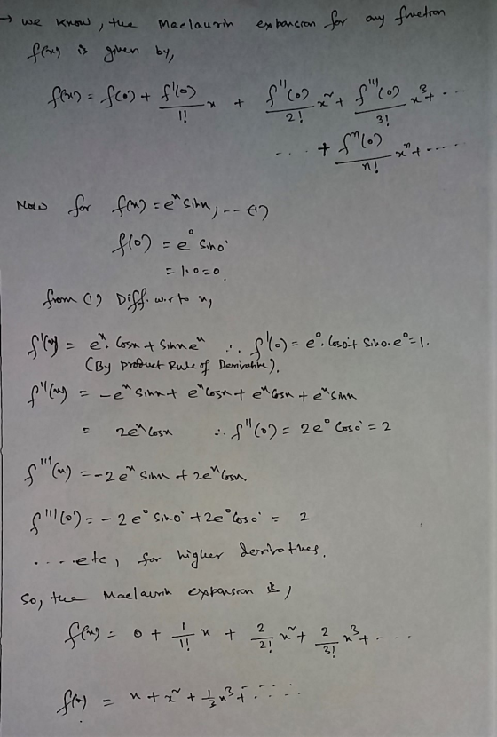 expansion for any timetre → we know, the Maclaurin flag is given by, from $60+ flom + $09.14 $%) 34 11 21 31 ...+f: x of .