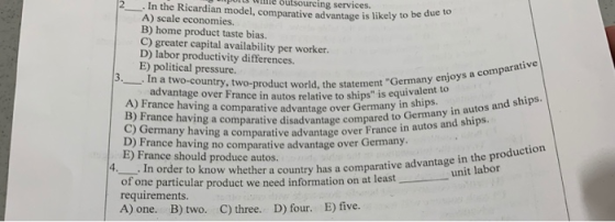 ge is likely to be due to nent Germany enjoys a comparative puits W e Outsourcing services. _. In the Ricardian model, compa