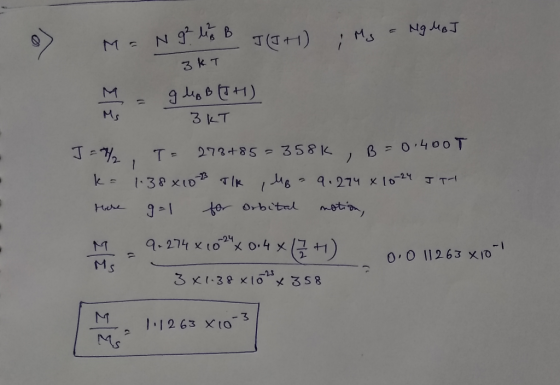 Σ - J(J+1) My = Ng MoJ = N g² les B 3kТ . - 9 м. (тн) 3 LT Т-1, , Т- 279 +8 S = 358 к, в очоот k= 1:38 xto” тік ме? а. 21ч x