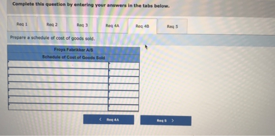 Complete this question by entering your answers in the tabs below. Reg 1 Reg 2 Reg 3 Req 4A Reg 4B Reg 5 Prepare a schedule o