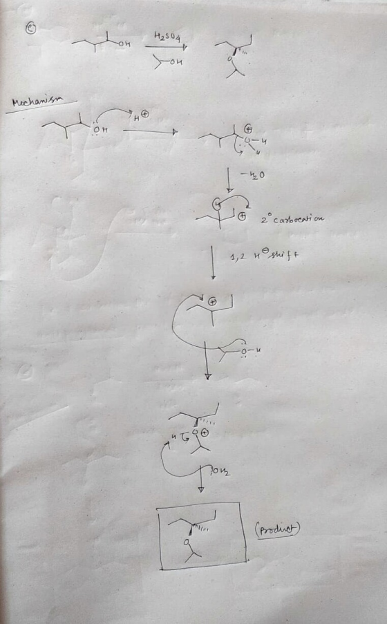 H₂504 you ya Mechanism OH -O 2 carbocation 1, 2 i 4 shift those (product