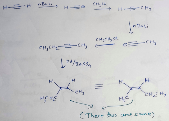 HEH n Buli + H =e CHỦ → H =CH₂ n Beli CH₃CH₂ cl - CH₂ CH₂ CH3 o= CH3 | Pa/Bason the CH₂ CH₂ & (These two are same).