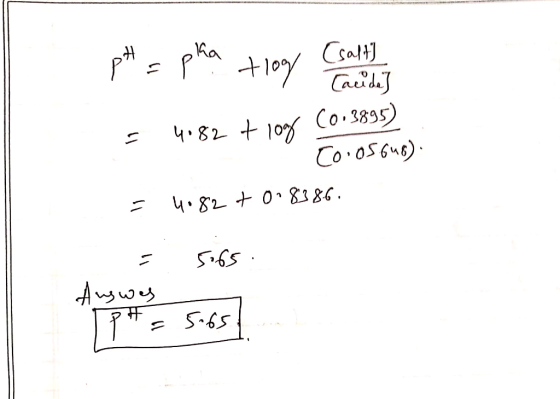 p*= pha trog Calls = 4:82 t log Co tlog C03895) To 05648). = 4.82 + 0.8386. = 5,65 Auswas 1 ptr 50651