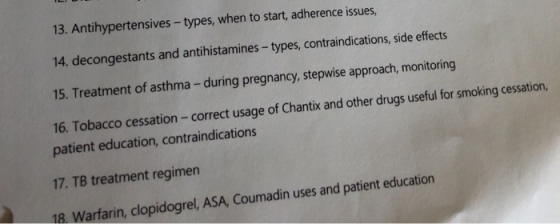 13. Antihypertensives -types, when to start, adherence issues, 14. decongestants and antihistamines-types, contraindications,