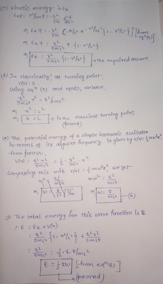 (6) kinetic energy, ist Ek4= Phant - h d24 im dar of Ek Y = -7 (4/12 & 22 { 1 - 2 422 } ] [ from of Ex 4 = + 2 + 1 - 22 23 FR