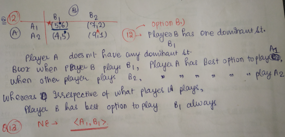 B. 2 Altst62 です ophon 8.) B1 Playe A does nt have owy dowihas t st A1 Buoz when eeye B play 1, Playe A Re Best option to play, unRen other.plageneauds B2, ,, ” 9,叻., peng A2 loe B has best option to play Bi aluo aup