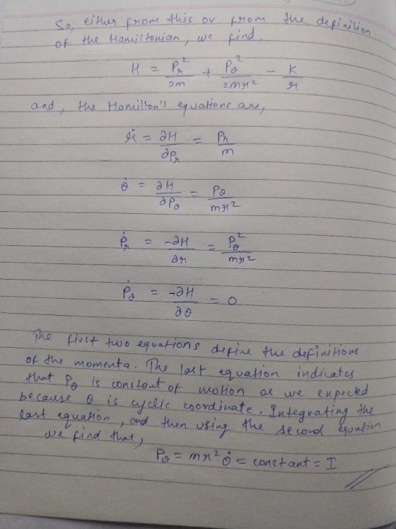 the deri depinition So, either from this or from the of the Hamiltonian, we find, - , PLE 022 2 m 2012 and, the Hamiltons eq