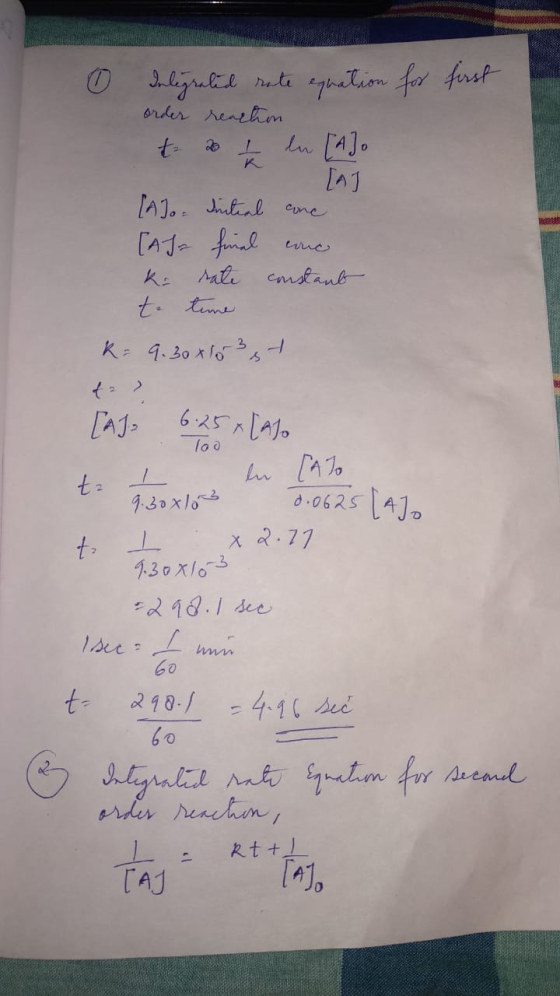 0 Integrated rate equation for first order reaction - 20 t ln [A]. [A]o Initial conc [As fined conc karate constant to time k