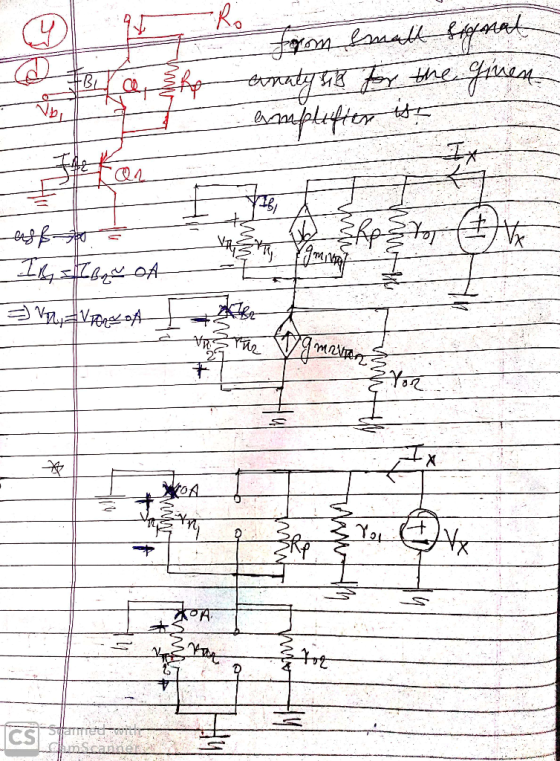 4. ro e h from small signat analyse for the given emplifier is aff to - 24 byt = n, EVP of VR. a mer 21 VOA Shared က များ