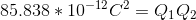 85.838*10^{-12}C^{2}=Q_{1}Q_{2}