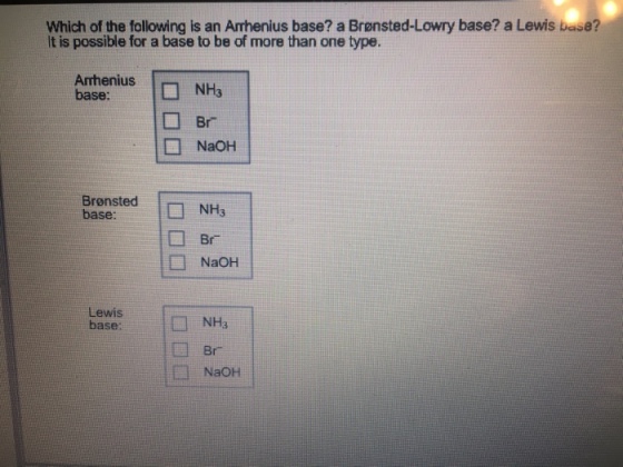 Which of the following is an Arrhenius base? a Bro