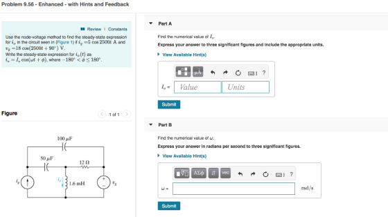 Problem 9.56-Enhanced with Hints and Feedback Part A Review I Constants Find the numerical value of I Express your answer to