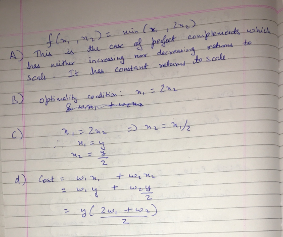 A flm, n) = min (x. 222) This is the case of perfect complements which has neither increasing nor decreasing returns to scale