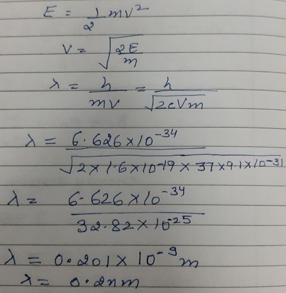 E = mv² mr zevm x = 6.626x10-34 7287647049x37x91x/0-31 Az 6-6264 20 34 321-82 x 1025 = 0.de1 x 109m x = oranm