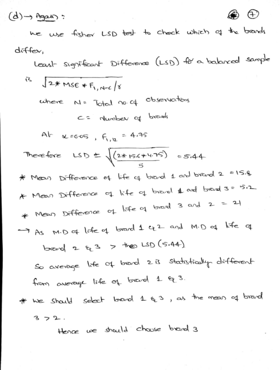 he Use hishev LSD tes. to check uhich 엌 to bang doffe Leal siaDiffexence (LSD) where 12 Therefore LSD 5.44 5 diffevent fKon #ke Shaw seleet bod Let 3 , as the 372 . Hence we should cho ba3