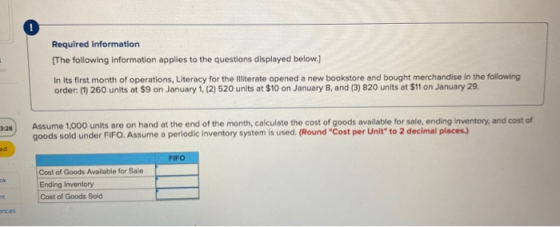 Required Information The following information applies to the questions displayed below.) In its first month of operations, L