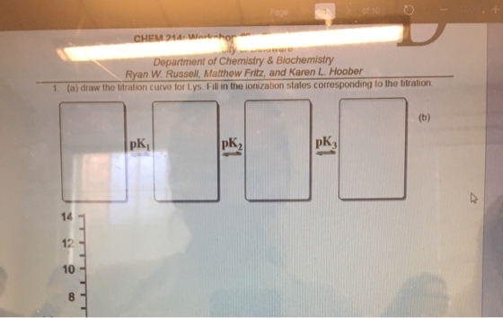 Department of Chemistry &Biochemistry Ryan W.Russell, Matthew Fritz, and Karen L. Hoober 1. (a) draw the titration curve for