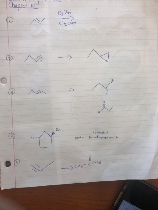 Chapter 10 CH₂ cool -3-methyl trans- |-Bromotyclopentane -> CH3-C-OH