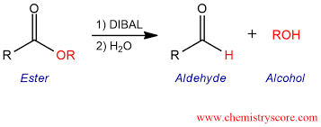 1) DIBAL ROH 2) H20 OR R R Ester Aldehyde Alcohol www.chemistryscore.com