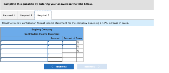 Complete this question by entering your answers in the tabs below. Required 1 Required 2 Required 3 Construct a new contribut