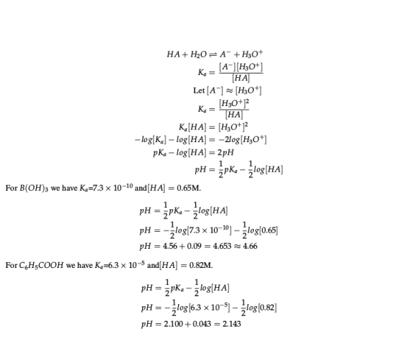 НА + H2О 3 А- + НзО+ A-]H30 К. HA Let [A]H30] [H30+]2 Ка — HA Ka[HA H30*2 -log[K]- log[HA]= -2log[H30*] pKa-log[HA 2pH 1 pHPK