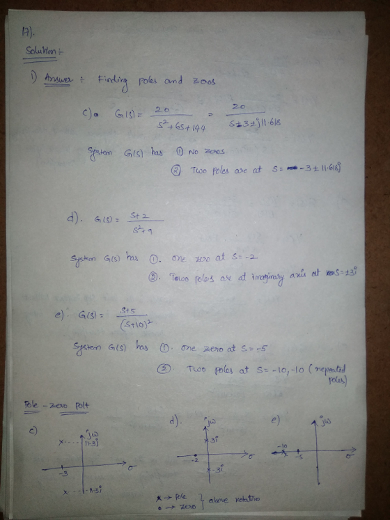 1a). Solut en- hez 2 6 2.0 S+ Gs+ 144 (gj Two foles are at s--3±11.614 d) αχυ roles) Je e) c) 3t 11-3 2. A-3)