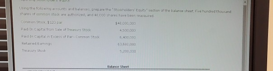 athar f hundred thousand Using the following account and balances prepare the stockholders Et hion of the b shares of common