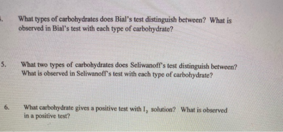 What types of carbohydrates does Bials test distinguish between? What is observed in Bials test with each type of carbohydr