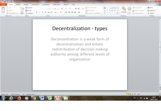 2 015 Home decentralization - Microsoft PowerPoint Review View File Insert Design Transitions Animations Slide Show Cut A Lay