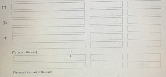 (7 ) (8) (9) (To record the sale) (To record the cost of the sale)