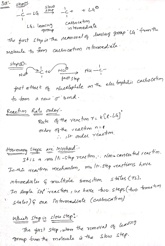 slow - C + Ga leaving 1 group stepe ecte ne Nuo fast step 30.- stepona Sala este in c+ +ZqⓇ et - carbocation intermediate The