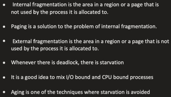 Internal fragmentation is the area in a region or a page that is not used by the process it is allocated to. Paging is a solu