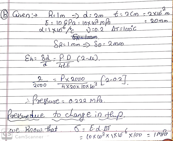 2 @ Givens Rolm - d: 2m t=2cm = 2X10 m E 10 G Paz 10x63 mpe = 20mm 2=146 /ec 1=0.2 AT=100c fona, Shalom - Sp: 20m Eh=8d - P.D