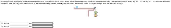 In the figure here three ballot boxes are connected by cords, one of which wraps over a plley having negligible friction on i