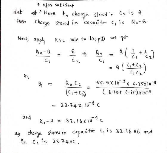 ‘ after sufficient olet ed,,me , charge shred in C.15 *hen chae stored in Capautar C, is a.-* Nov), app C2 15 2 = 23.74x 10-9