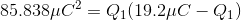85.838\mu C^{2}=Q_{1}(19.2\mu C-Q_{1})