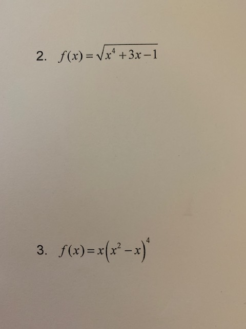 2. f(x) Vx+3x-1 3. f(x)=x(x -x)