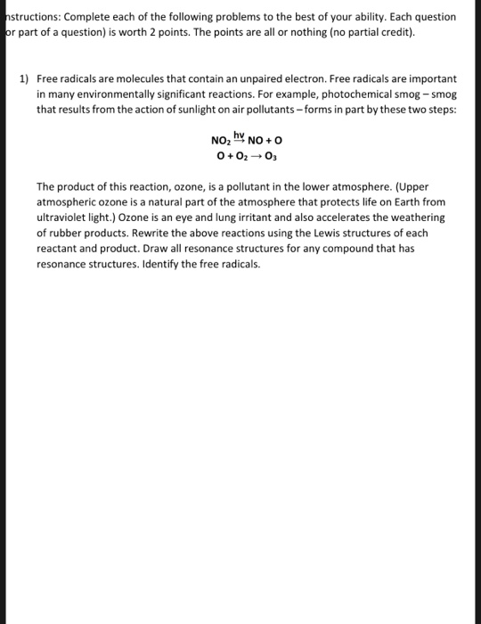 nstructions: Complete each of the following problems to the best of your ability. Each question or part of a question) is wor