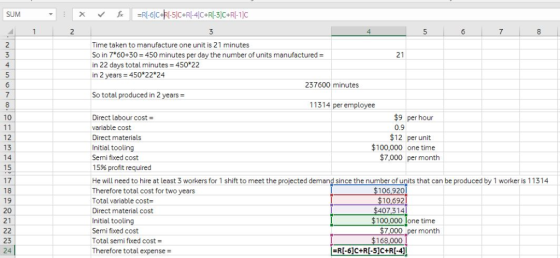 SUM Time taken to manufacture one unit is 21 minutes So in 760+30 450 minutes per day the number of units manufactureda- in