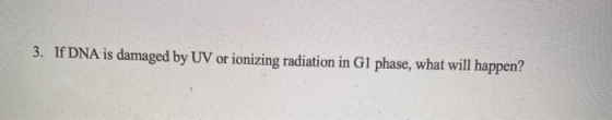 3. If DNA is damaged by UV or ionizing radiation in G1 phase, what will happen?