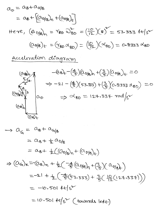 = AB+ = abtas/B {(apien tapps) Here, (a D/Bn = YBD WED = (123) = 53.333 ft/s C01B)t = Crep dep) = () 480) = 0-8333 LED Accele