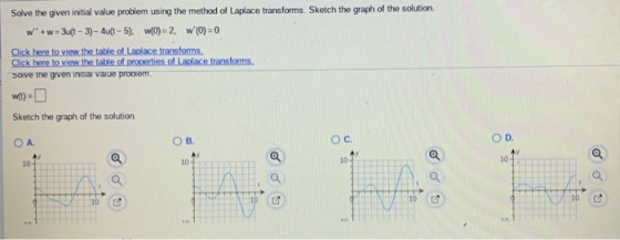 Solve the given initial value problem using the method of Laplace transforms. Sketch the graph of the solution. W+w=30(t - 3