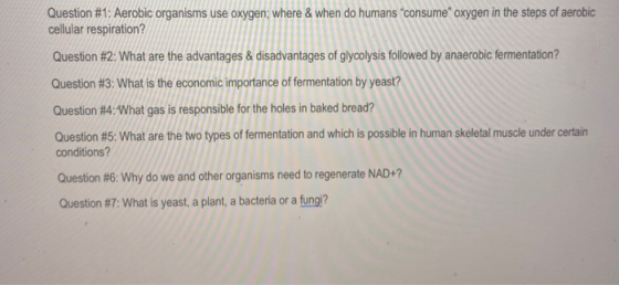 Question #1: Aerobic organisms use oxygen; where & when do humans consume oxygen in the steps of aerobic cellular respirati