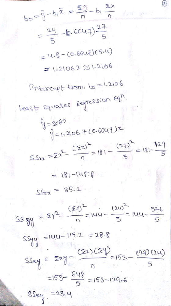 bu 5 5 = 4.8-(06647)(5.4) 1.21062 1.2166 Least sq 3:16ク 1.2106 +C0.66 5 ク 181-4:8 = (2)2 516 n) 5 -53 648 153-129-6