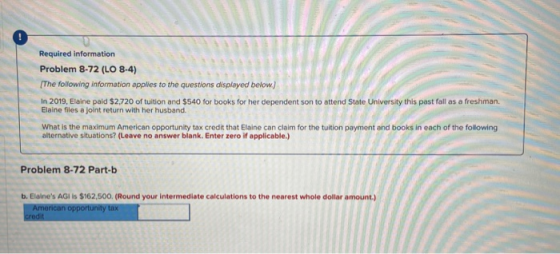 Required information Problem 8-72 (LO 8-4) The following information applies to the questions displayed below.) In 2019, Elai