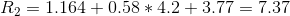 R2 = 1.164 +0.58 * 4.2 +3.77 = 7.37