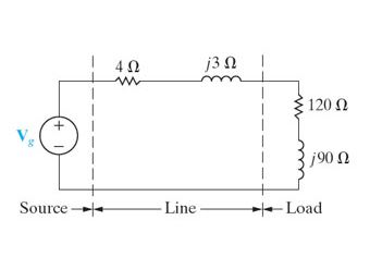 4 Ω ν j3ΩΙ 120 Ω + j90 Ω Source- Line - Load