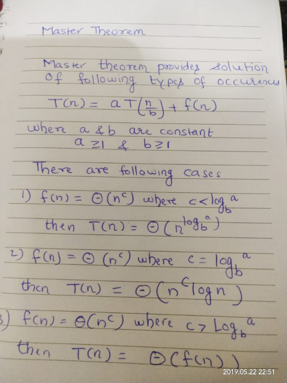 Master Theorem Master theorem provides-2014hon ubere a&b are canstant There are following cases l) f(n)= au ot n ) where 2019